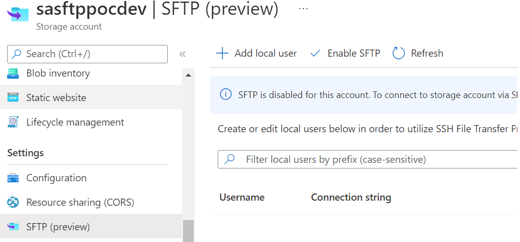 Enable SFTP