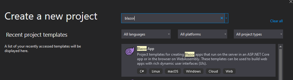 VS Blazor project